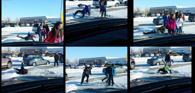 (VIDEO) 16 personas que caen en la misma trampa de hielo