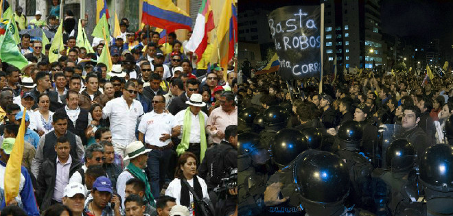 Correa convoca a una gran concentración este lunes en Quito y Páez llama a protestar este domingo
