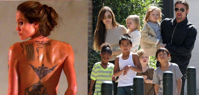 Brad Pitt dice que tatuajes de Angelina son mal ejemplo para sus hijos