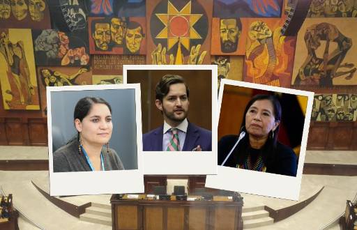 Mireya Pazmiño, Esteban Torres y Guadalupe Llori, candidatos a la Asamblea Nacional.