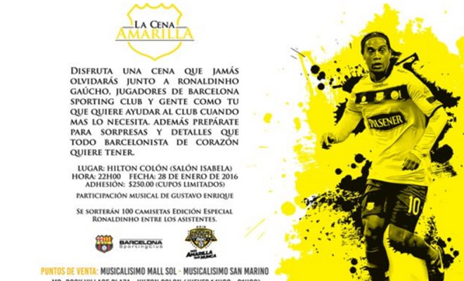 Ronaldinho cenará con hinchas de Barcelona