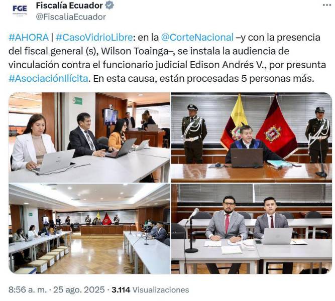 Publicación de Fiscalía en el caso Vidrio Libre.