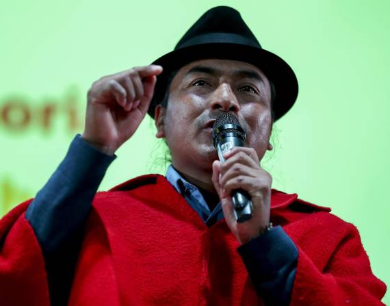 El presidente de la Confederación de Nacionalidades Indígenas del Ecuador (Conaie), Leonidas Iza.