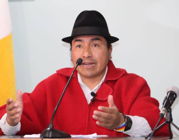 Leonidas Iza, presidente de la Confederación de Nacionalidades Indígenas del Ecuador.