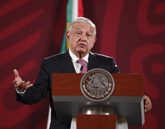 El presidente de México, Andrés Manuel López Obrador, durante una rueda de prensa en el Palacio Nacional.