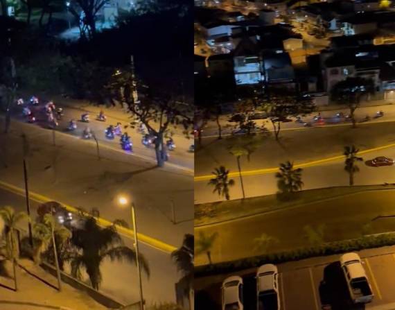 En videos difundidos en redes sociales se ve a un grupo de motociclistas circulando por varias zonas de Guayaquil. Foto: Captura de video