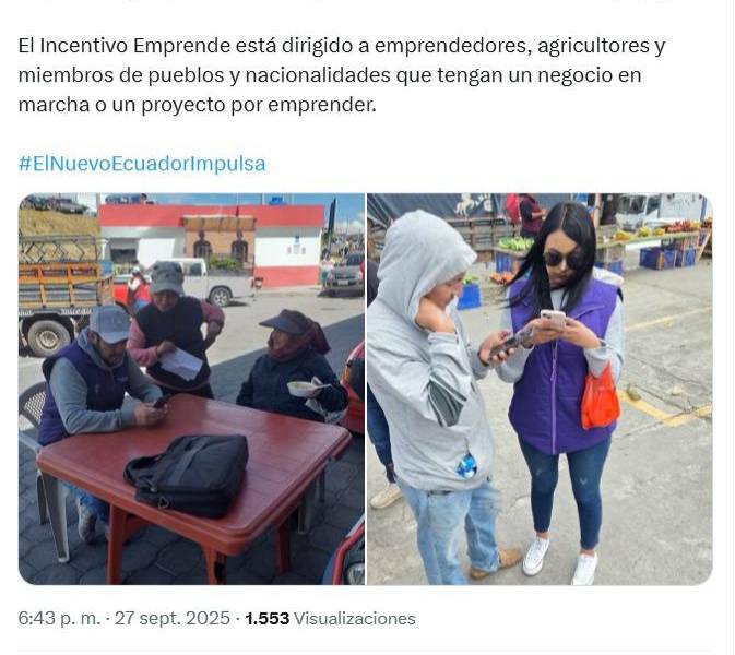 Imagen de una publicación de X del Ministerio de Infraestructura y Transporte sobre la socialización del bono Incentivo Emprende.