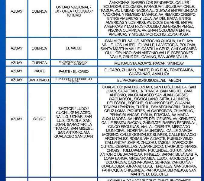 Apagones en Ecuador: estos son los horarios para Azuay, Cañar y Morona Santiago el 6 de noviembre