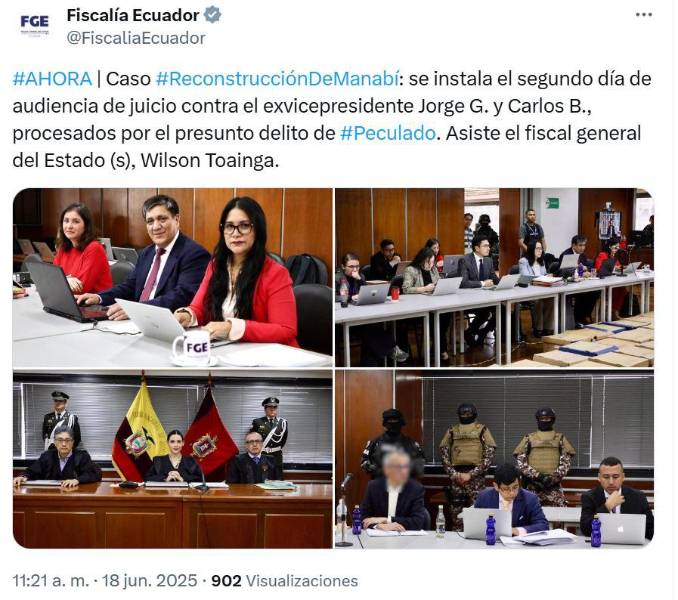 Publicación de Fiscalía en el día 2 de audiencia.