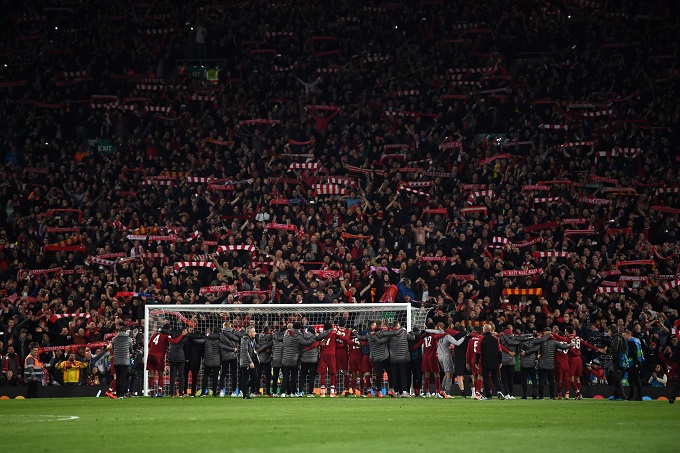 El festejo tras el pase de Liverpool a la final