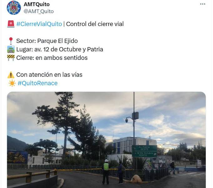 Cierre vial en la av. 12 de Octubre y Patria