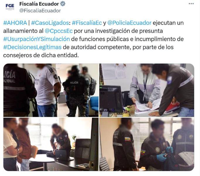 Allanamiento de Fiscalía en las instalaciones del Cpccs el 24 de enero del 2025.