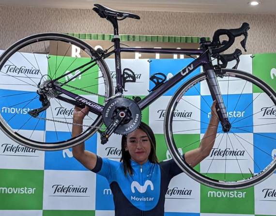 Foto de archivo de la ciclista ecuatoriana Miryam Nuñez. EFE/Andrés Ávila