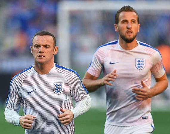 Wayne Rooney y Harry Kane, delanteros históricos de Inglaterra.
