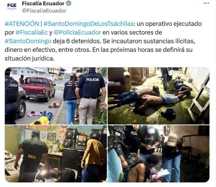 Publicación de Fiscalía sobre operativos en Santo Domingo.