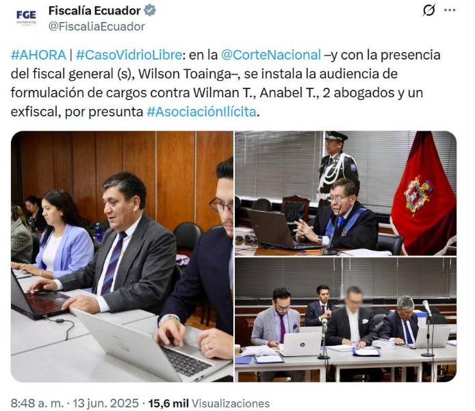 Wilson Toainga en audienicia de formulación de cargos.