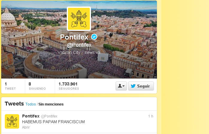 La cuenta del papa vuelve a estar activa y anuncia &quot;Habemus Papam Franciscum&quot;