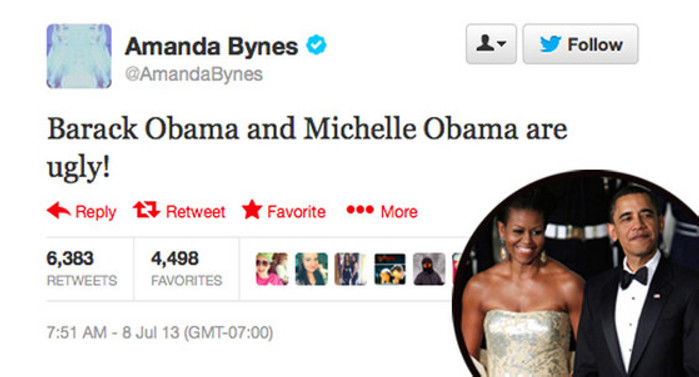 Amanda Bynes llama feos a Obama y a su esposa en Twitter