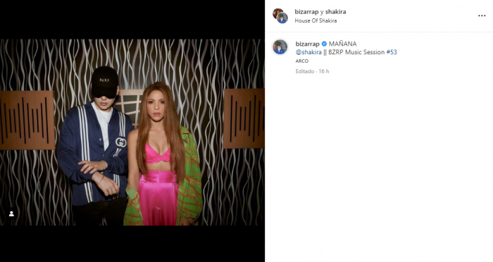 Shakira y Bizarrap en una imagen compartida por el argentina en redes sociales.