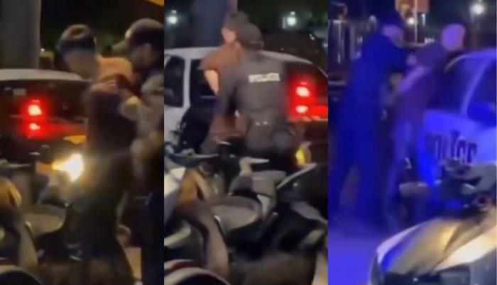 Capturas de pantalla del video que circula en redes sociales sobre el arresto del influencer.