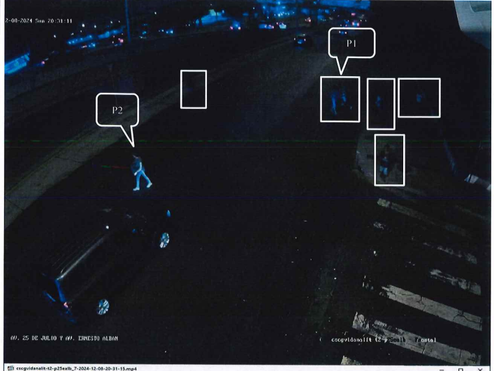 La Fiscalía mostró el análisis de los videos de las cámaras de seguridad de la avenida 25 de Julio.