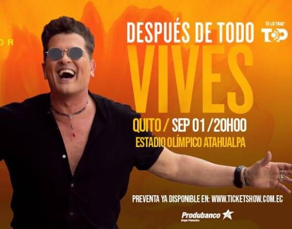 Este 1 de septiembre de 2022, Carlos Vives se presentará en Quito