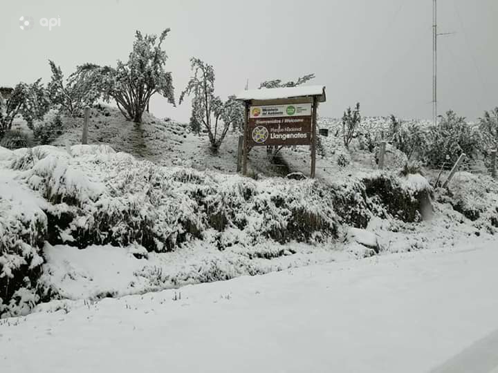 Gran nevada sorprende a Píllaro, provincia de Tungurahua