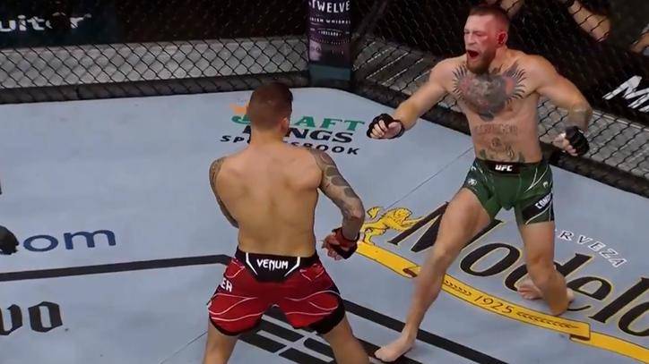Dustin Poirier gana a McGregor que se fracturó tibia izquierda