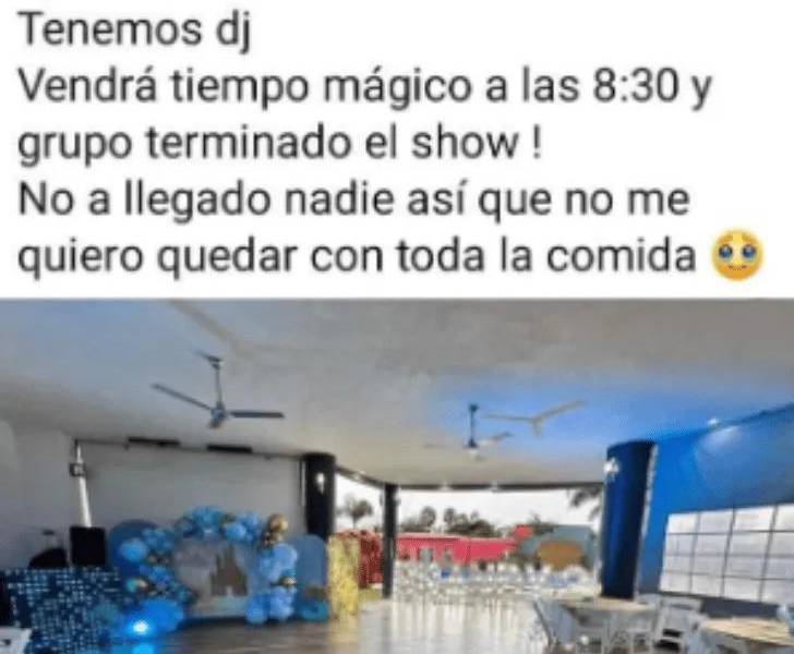 Publicación de Vanessa Brillit en un grupo invitando a las personas a la fiesta por Facebook.