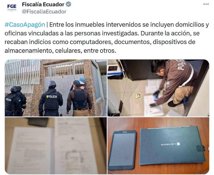 Publicación de Fiscalía sobre el caso Apagón.