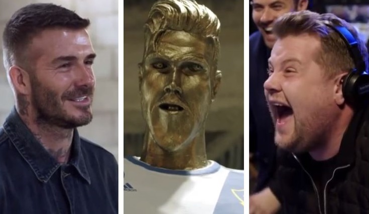 La broma a David Beckham con una estatua falsa