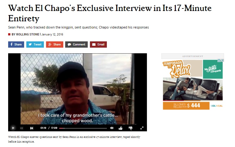 Publican la entrevista completa de Sean Penn a el &quot;Chapo&quot; Guzmán