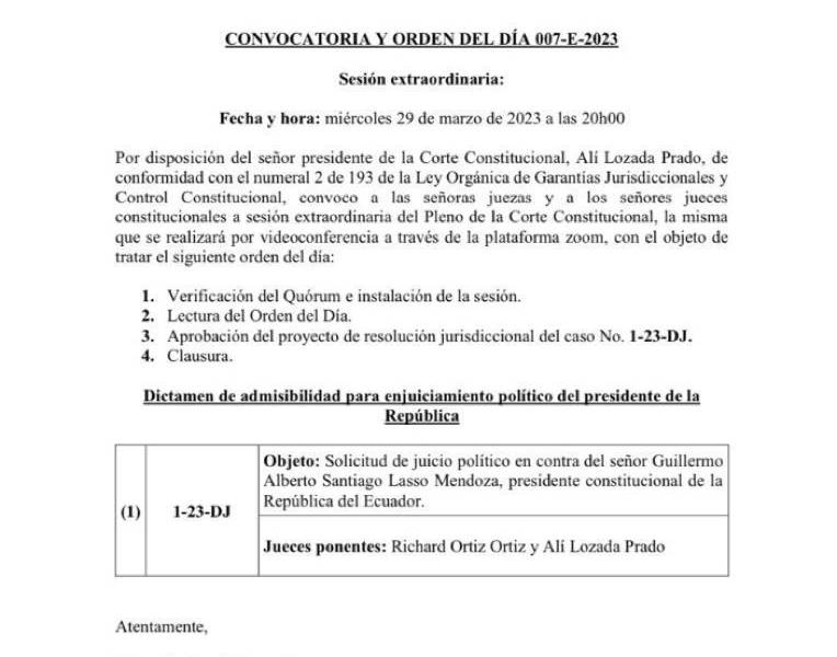 Juicio político contra Lasso se decide la noche de este miércoles en la Corte Constitucional