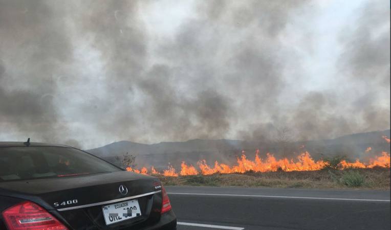 Incendio consume al menos 30 hectáreas de bosque en la vía Guayaquil - Salinas