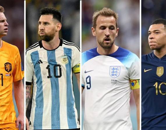 Frenkie De Jong, Lionel Messi, Harry Kane y Kylian Mbappé, figuras del Mundial.