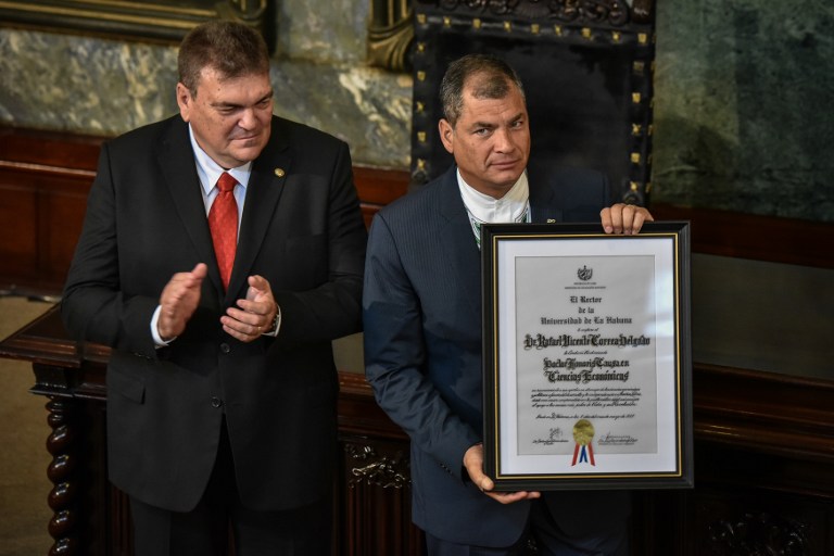 Correa resaltó recuperación económica durante Doctorado Honoris Causa en Cuba