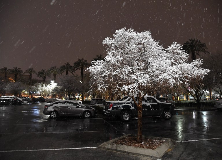 Cae nieve en Las Vegas por primera vez en una década