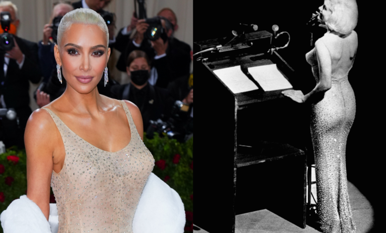 El antes y después del vestido de Marilyn Monroe tras el uso de Kim Kardashian