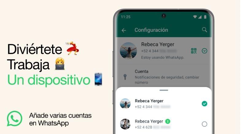 WhatsApp implementa la posibilidad de tener dos cuentas iniciadas en un mismo dispositivo Android META 19/10/2023