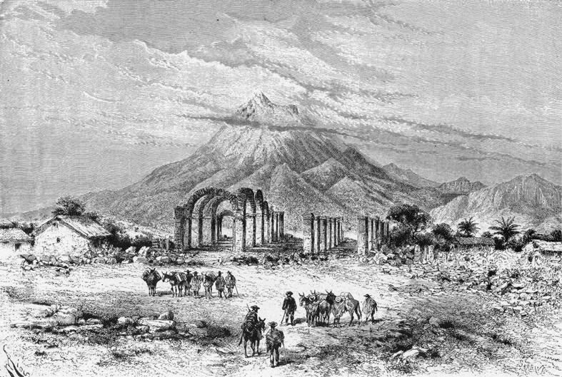 Dibujo de las Ruinas de la catedral de Ibarra.