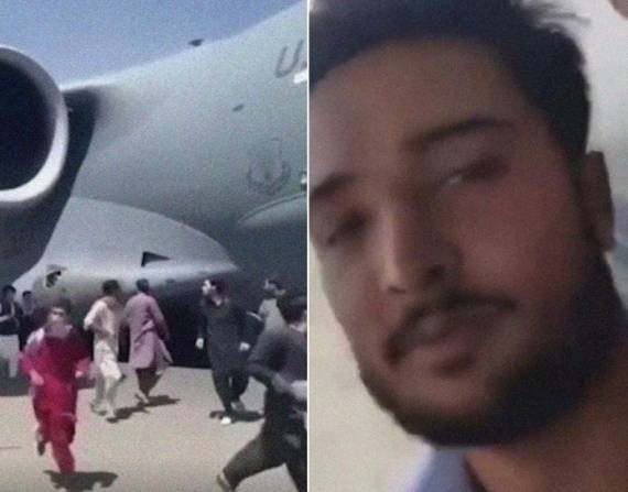 Un hombre se graba a sí mismo aferrado a un avión que despega del aeropuerto de Kabul. Captura de video