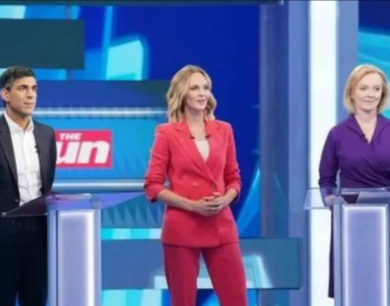 Desmayo de la presentadora durante debate entre candidatos a suceder a Boris Johnson en Reino Unido