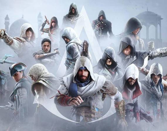 Collage de todo los protagonistas de la saga Assassin's Creed