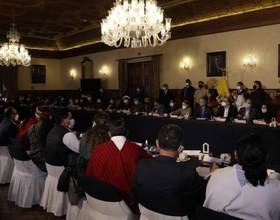 El presidente Guillermo Lasso expresó su voluntad de sostener el diálogo. Foto: API