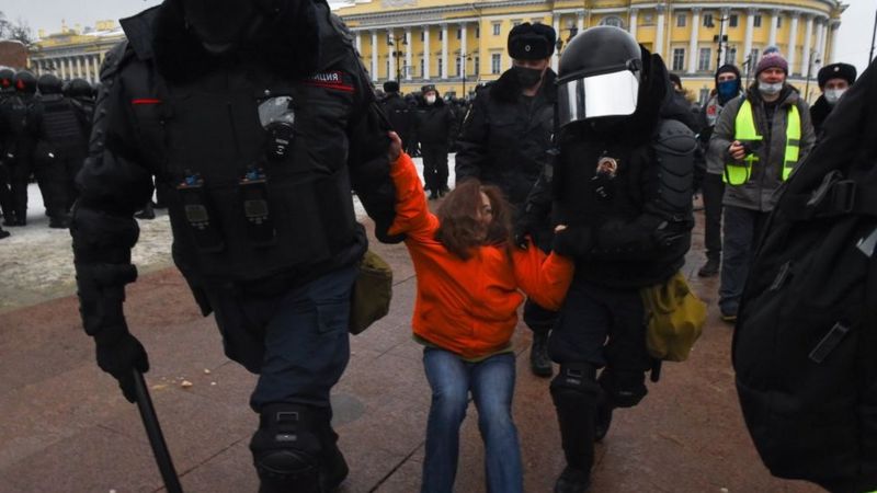 Más de 2.000 detenidos en las protestas en Rusia