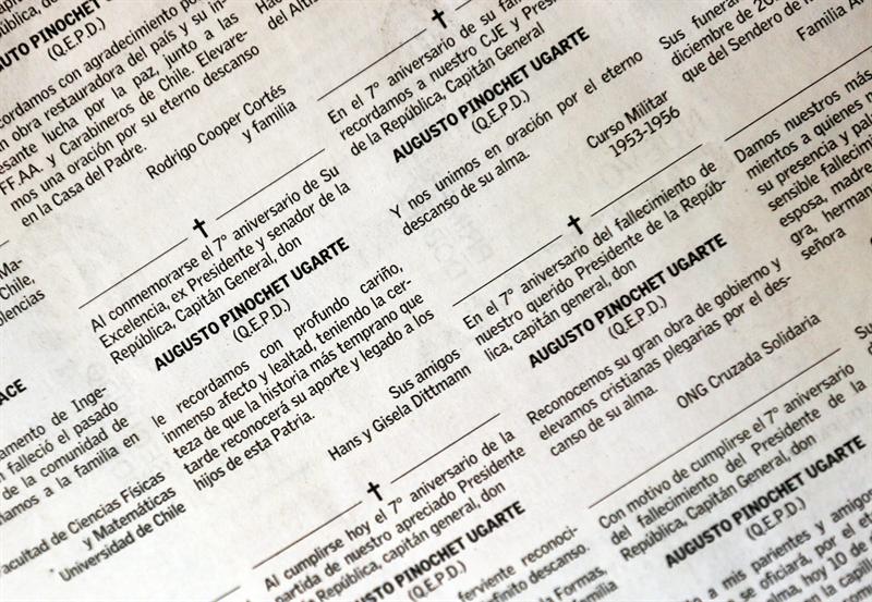 Necrológicas evocan a Augusto Pinochet tras 7 años de su muerte