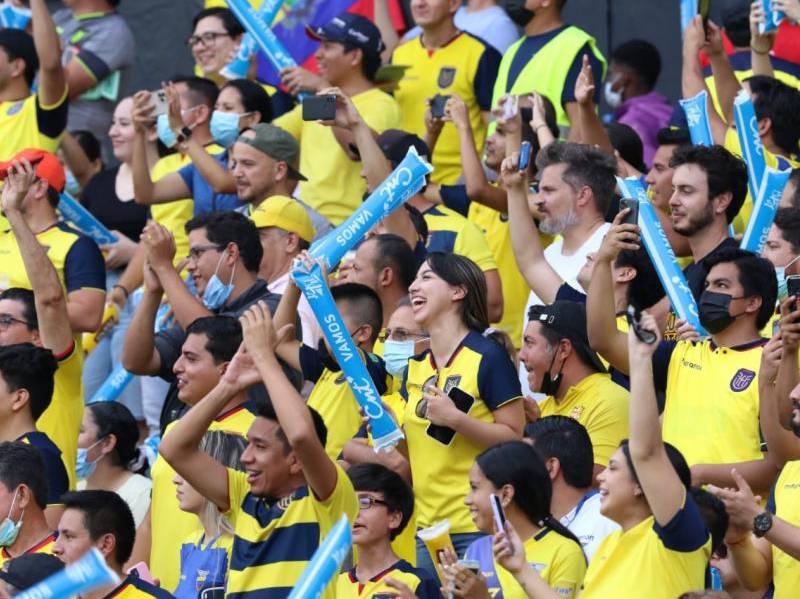Hinchas ecuatorianos realizaron un 'banderazo' en Catar, previo a la inauguración del Mundial