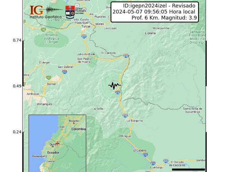 Un sismo se produjo en Carchi, la mañana de este martes 7 de mayo del 2024.
