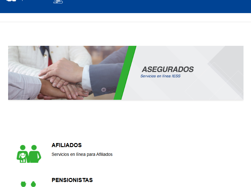 Web del IESS en la sección de asegurados