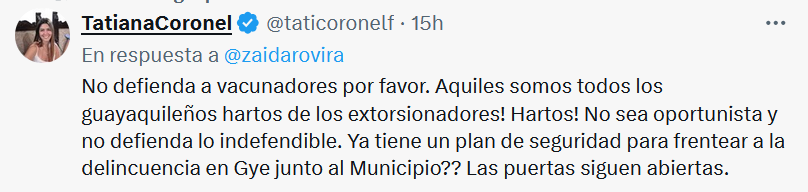 La respuesta de la vicealcaldesa de Guayaquil.